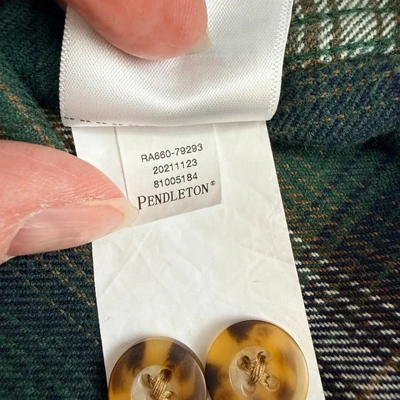 Pendleton Burnside Mens XXL Green Plaid Flannel Button Down Shirt 100% Cotton - Picture 10 of 11